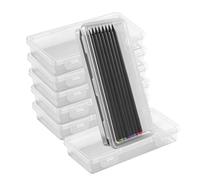 FAREASTSHOP Lot de 7 trousses à crayons empilables en plastique transparent avec couvercle à verrouiller, convient pour stylos, fournitures de bureau, artisanat, outils de dessin