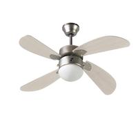 FARELEK Ventilateur de plafond Bermudes Ø107 cm réversible 4 pales chêne clair - 1 globe 60W E27