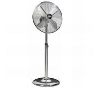Farelek Ventilateur sur pied ARIZONA 50W Ø40cm, métal chromé, hauteur 90-125cm, 4 pales métal chromées, 3 vitesses, tête oscillante 160°, Gris