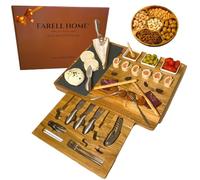 Farell Home® - Plateau a Fromage & Charcuterie en Bois d'Acacia - Planche Complet pour l’Apéro - Couverts, Ardoise et Ramequin - Coffret Dégustation - Idée Cadeau. (Rectangulaire)