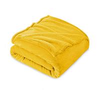 FARFALLAROSSA Couverture Plaid Polaire Flanelle 130 x 160 cm - Jeté de Canapé Polaire - Couverture lit 1 Personnes Epaisse Douce Et Chaude - Plaid Haute Qualité - Jaune