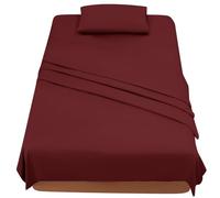 FARFALLAROSSA Parure De Lit 120x190/200 3 Pièces en Microfibre - Drap Housse 120x200 cm - Drap Plat 1 Personne 180x280 cm - 1 Taie d'oreiller 50x80 - Bordeaux