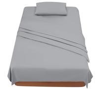 FARFALLAROSSA Parure De Lit 120x190/200 3 Pièces en Microfibre - Drap Housse 120x200 cm - Drap Plat 1 Personne 180x280 cm - 1 Taie d'oreiller 50x80 - Gris Clair