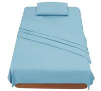 FARFALLAROSSA Parure De Lit 120x190/200 3 Pièces en Microfibre - Drap Housse 120x200 cm - Drap Plat 1 Personne 180x280 cm - 1 Taie d'oreiller 50x80 - Bleu Clair