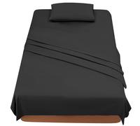 FARFALLAROSSA Parure De Lit 120x190/200 3 Pièces en Microfibre - Drap Housse 120x200 cm - Drap Plat 1 Personne 180x280 cm - 1 Taie d'oreiller 50x80 - Haute Qualité -Noir