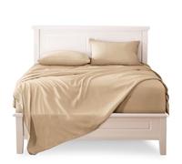 FARFALLAROSSA Parure De Lit 135x190-200 3 Pièces 100% Coton - Drap Housse 135x200 cm - Drap Plat 1 Personne 180x280 cm - 1 Taie d'oreiller 50x80 - Beige