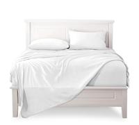 FARFALLAROSSA Parure De Lit 135x190-200 3 Pièces 100% Coton - Drap Housse 135x200 cm - Drap Plat 1 Personne 180x280 cm - 1 Taie d'oreiller 50x80 - Blanc