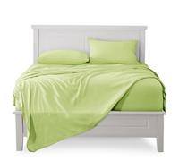FARFALLAROSSA Parure De Lit 135x190-200 3 Pièces 100% Coton - Drap Housse 135x200 cm - Drap Plat 1 Personne 180x280 cm - 1 Taie d'oreiller 50x80 - Vert Clair