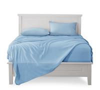 FARFALLAROSSA Parure De Lit 135x190-200 3 Pièces 100% Coton - Drap Housse 135x200 cm - Drap Plat 1 Personne 180x280 cm - 1 Taie d'oreiller 50x80 - Bleu Clair