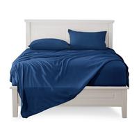 FARFALLAROSSA Parure De Lit 135x190-200 3 Pièces 100% Coton - Drap Housse 135x200 cm - Drap Plat 1 Personne 180x280 cm - 1 Taie d'oreiller 50x80 - Bleu Marine