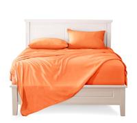 FARFALLAROSSA Parure De Lit 135x190-200 3 Pièces 100% Coton - Drap Housse 135x200 cm - Drap Plat 1 Personne 180x280 cm - 1 Taie d'oreiller 50x80 - Orange