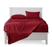 FARFALLAROSSA Parure De Lit 180x190/200 4 Pièces 100% Coton - Drap Housse 180x200 cm - Drap Plat 1 Personne 250x280 cm - 1 Taie d'oreiller 50x80 - Bordeaux