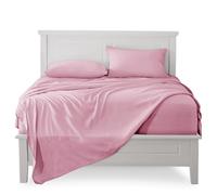 FARFALLAROSSA Parure De Lit 180x190/200 4 Pièces 100% Coton - Drap Housse 180x200 cm - Drap Plat 1 Personne 250x280 cm - 1 Taie d'oreiller 50x80 - Rose