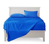 FARFALLAROSSA Parure De Lit 180x190/200 4 Pièces 100% Coton - Drap Housse 180x200 cm - Drap Plat 1 Personne 250x280 cm - 1 Taie d'oreiller 50x80 - Bleu Royal