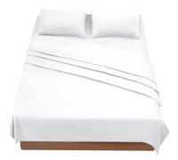 FARFALLAROSSA Parure De Lit 180x190/200 4 Pièces en Microfibre - Drap Housse 180x200 cm - Drap Plat 2 Personne 260x280 cm - 2 Taie d'oreiller 50x80 - Blanc