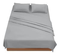 FARFALLAROSSA Parure De Lit 180x190/200 4 Pièces en Microfibre - Drap Housse 180x200 cm - Drap Plat 2 Personne 260x280 cm - 2 Taie d'oreiller 50x80 - Gris Clair