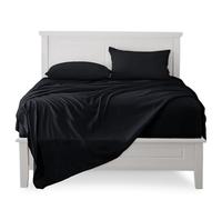 FARFALLAROSSA Parure De Lit 90x190-200 3 Pièces 100% Coton - Drap Housse 90x200 cm - Drap Plat 1 Personne 160x280 cm - 1 Taie d'oreiller 50x80 - Noir