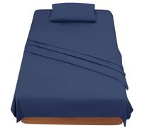 FARFALLAROSSA Parure De Lit 90x190/200 3 Pièces en Microfibre - Drap Housse 90x200 cm - Drap Plat 1 Personne 160x280 cm - 1 Taie d'oreiller 50x80 - Bleu
