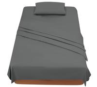FARFALLAROSSA Parure De Lit 90x190/200 3 Pièces en Microfibre - Drap Housse 90x200 cm - Drap Plat 1 Personne 160x280 cm - 1 Taie d'oreiller 50x80 - Gris Fonce