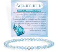 Farfume Aigue-marine - Calme et Courage - Bracelets Pour Femmes, 4mm Pierre Naturelle en Argent 925 Cristal Elastique Bracelets, Bijoux en Cadeaux de Précieuses