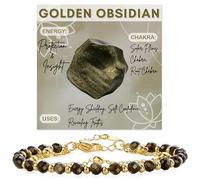 Farfume Or et obsidienne, Bracelet en pierres naturelles pour femme, perles en pierre naturelle de 4 mm, gemmes travaillées à la main, bijoux idéaux en guise de cadeau