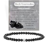 Farfume Tourmaline Noire Sécurité et stabilité Bracelets Pour Femmes, Mini 4mm Pierre Naturelle en Argent 925 Cristal Élastique Bracelets, Bijoux Délicate en Cadeaux de Précieuses