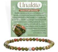 Farfume Unakite - Découverte de soi - Bracelets Pour Femmes, 4mm Pierre Naturelle en Argent 925 Cristal Elastique Bracelets, Bijoux en Cadeaux de Précieuses