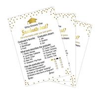 FARHTINANFX Lot de 50 cartes de jeu de remise de diplôme « Who Knows The Graduate Best » - Fournitures de fête de remise de diplôme pour cérémonie de remise de diplôme
