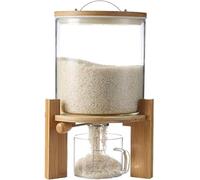 Farine D Récipient à Céréales, 5l / 8l, Distributeur De Riz, Récipient De Stockage De Nourriture en Verre Créatif pour L’Organisation D Ptry Store, Couvercle Hermétique D en Bois, 5L