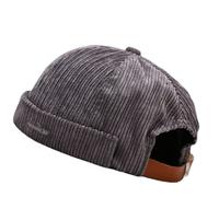 Faringoto Bonnet de pêcheur pour homme avec tête de mort et revers roulé - Style rétro, gris, Taille unique