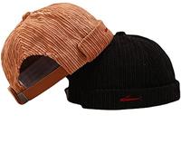 Faringoto Bonnet de pêcheur pour homme avec tête de mort et revers roulé - Style rétro, Noir + camel., Taille unique