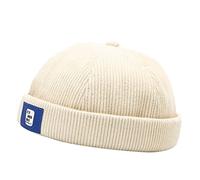 Faringoto Bonnet en velours côtelé Casquette docker sans bord pour hommes, beige, Taille unique