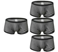 Faringoto Boxer pour homme en maille transparente rayée sous-vêtements sexy transparent, 4 Noir, Large