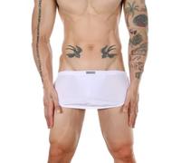 Faringoto Caleçon double string pour homme, pantalon de pyjama confortable 2 en 1, blanc, Small