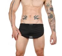 Faringoto Caleçon double string pour homme, pantalon de pyjama confortable 2 en 1, noir, Large