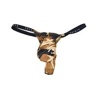 Faringoto Camoufalge String pour homme Slim G String Bikini, camouflage marron, Large