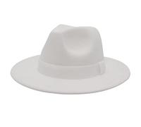 Faringoto Chapeaux en feutre de cachemire pour hommes et femmes Chapeaux de jazz à large bord tendance Chapeaux à gros bord, blanc, M