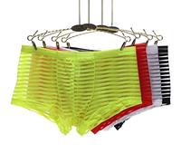 Faringoto Culotte transparente en maille pour homme - Taille basse - Sous-vêtements fins et respirants, Rouge + blanc + jaune + noir, L
