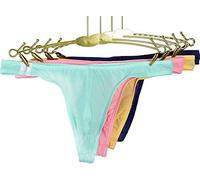 Faringoto Ice Silk Bikini sexy pour homme avec string élastique, Rose + vert clair + peau + bleu saphir, L
