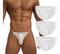 Faringoto Slip de bikini sexy transparent ultra fin en U pour homme, 3 Blanc, Large