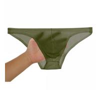 Faringoto Slip transparent ultra fin en soie glacée pour homme avec tissu respirant, vert militaire, Large