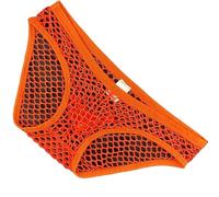 Faringoto Sous-vêtements en résille pour grands hommes taille basse sexy U convexe grande creuse transparente U convexe slip homme, Orange, Large