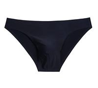 Faringoto Sous-vêtements Hommes Slips sans Coutures Courts Hommes en Soie de Glace Taille Basse Culottes Solides Semi-transparentes, Noir , M