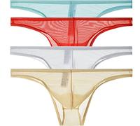 Faringoto Sous-vêtements pour homme en maille ultra fine transparente 8 couleurs, Light Blue+white+skin+red, L