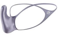 Faringoto Sous-vêtements pour homme Tanga, sous-vêtements, taille basse, G-String, dos en T, satiné brillant, poche de gonflement, gris, L