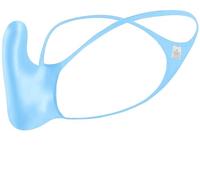 Faringoto Sous-vêtements pour homme Tanga, sous-vêtements, taille basse, G-String, T-dos, satiné brillant, poche de gonflement, bleu, S