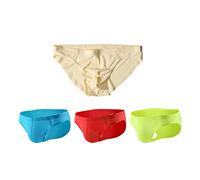 Faringoto Sous-vêtements sexy pour homme en soie glacée String taille basse sans couture respirant slip bikini, Lot de 4., XL