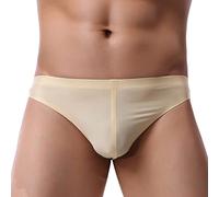 Faringoto Sous-vêtements sexy pour homme en soie glacée String taille basse sans couture respirant slip bikini, chair, XL