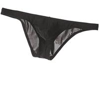 Faringoto Sous-vêtements transparents en soie glacée pour homme Taille basse Bord étroit, Noir , XL