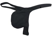 Faringoto String de luxe en soie glacée pour homme, pochette hautement élastique, design sans couture, saisons S à XL, noir, Medium